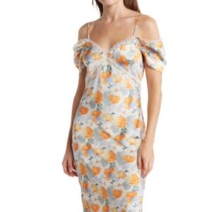 Off-shoulder floral slip dress